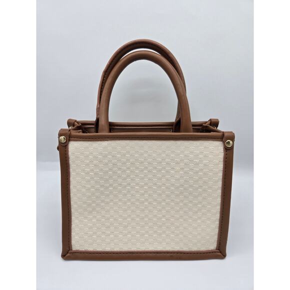 Steve Madden Crossbody Chain Bag Handbag Purse Satchel Cognac Cream Small - Picture 3 of 9